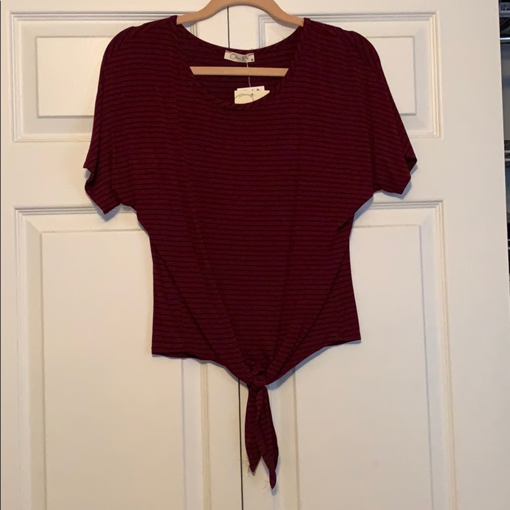 cropped tie front shirt